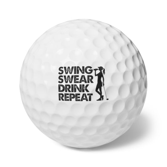 Swing Swear Drink Repeat Custom Golf Balls (6 Pack)