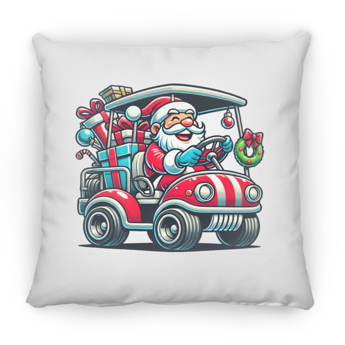 Santa's New Sleigh Christmas Throw Pillow